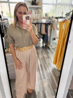 NICOLE bőszárú nadrág övvel